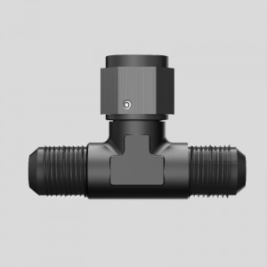 Hane Tee Fitting Adapter med Kvinna Swivel på sidan Svart