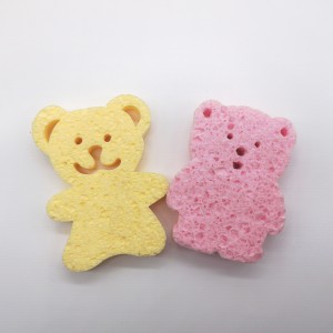 Liten björnform rengöringssvamp Magisk badsvamp Cellulossvamp biologiskt nedbrytbar