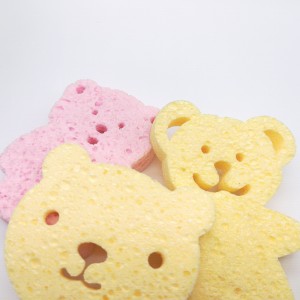 Liten björnform rengöringssvamp Magisk badsvamp Cellulossvamp biologiskt nedbrytbar