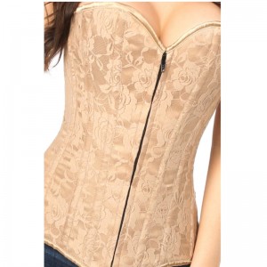 MÖRK BEIGE LACE OVERBUST CORSET