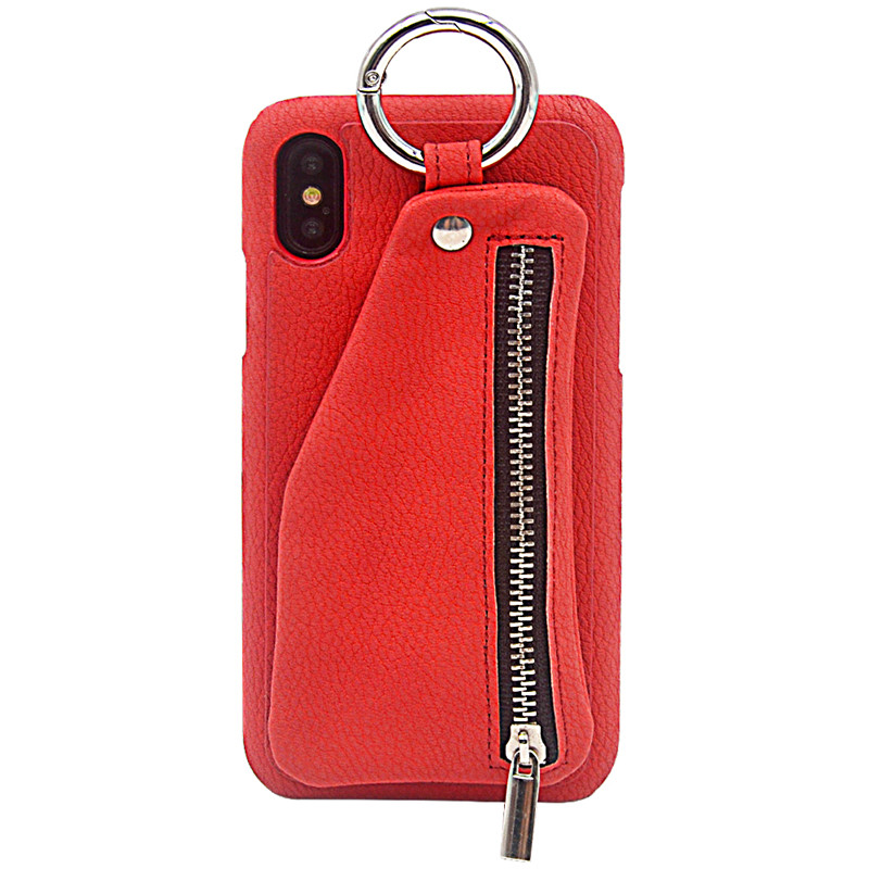 Apple iPhone 8 Mobiltelefonskyddsfodral, manuellt läderskyddsfodral, liten plånbok förvaring mobiltelefonpåse, fallbeständig och vibrationsbeständig läder porslin röd mobiltelefonfodral
