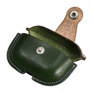 Nya Apple AirPods Pro2 Protective Case, Military Green Color Matching Calfskin Integrated Protective Case, Bluetooth Headset Case Crash Resistant Leather Case