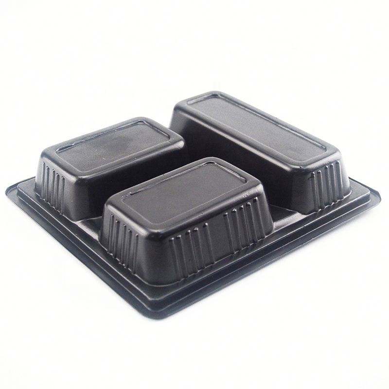 Partihandel engångsbelastning av plast 3 -fack Lunchbox Food Container Packaging