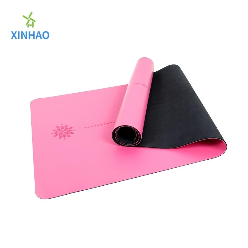 Tryckt eller Asana Line Pu Rubber Yoga Mat Wholesale, Support Anpassad logotyp och mönster, miljövänlig icke-toxisk fitnesssport Non-Slip Natural Pu Rubber Yoga Mat