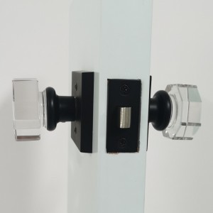 S2603 Clear Glass Crystal Door Knobs Interiör, Octagon Shape Privacy Door Knobs For Bedroom/bathroom, Matte Black