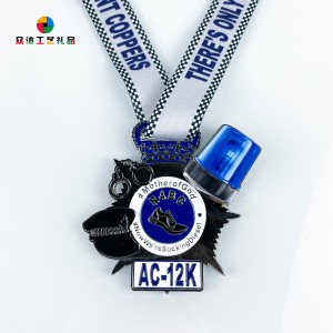 Unik design Anpassad logotyp LED Sport Medallion Metal 3D Emaljmedaljer för souvenir