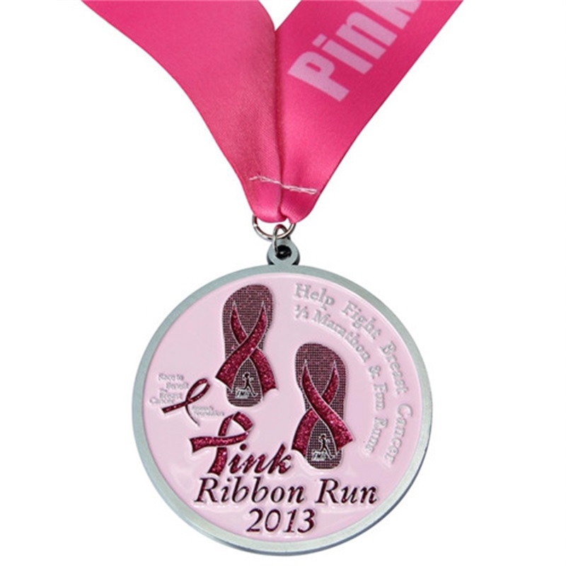 Pink Printing Running MedalS for Women Custom Metal Sport Marathon Medal med band