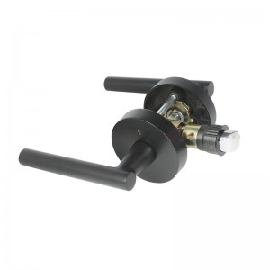 R7506 Svart dörrhandtag med modern modern smal rund design för sovrum eller badrumsintegritet,nyckelfri dörrlås