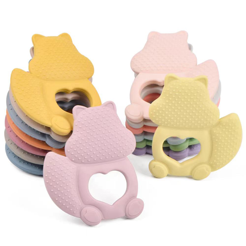 Squirrel Cartoon BPA gratisny baby teether leksak silikon baby tugga leksak teether mjuk tugga leksak baby tänder pinnar kokbar mat klass silikon teether