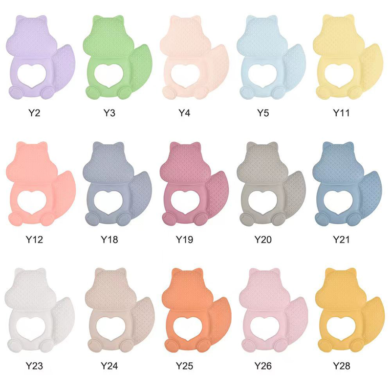 Squirrel Cartoon BPA gratisny baby teether leksak silikon baby tugga leksak teether mjuk tugga leksak baby tänder pinnar kokbar mat klass silikon teether