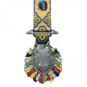 Special Design Antique Silver Plated 4D Sport Medals and Ribbon Commemorative MedalS