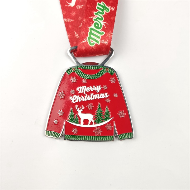 Silvermedalj Santa Running MedalS Anpassade medaljer gåva till jul