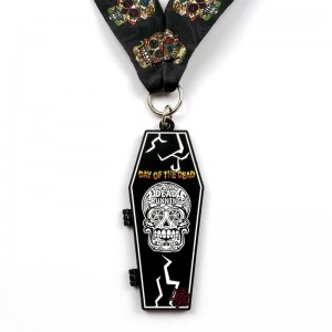 Metal Die Casting Matte Black Metal Medal Halloween Flip-Open sportmedaljer