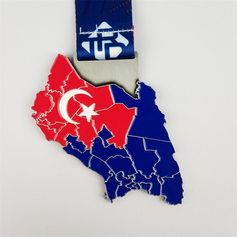 Fabriksmedaljer Anpassad medaljhållare Färgglada emaljmaratonmedalj med lasergravelogotyp