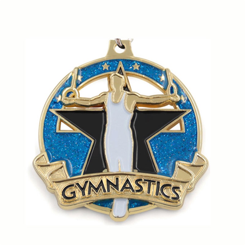 Anpassade medaljer emalj 18k guldpläterad fyrkantig rektangel medaljong medaljgymnastik