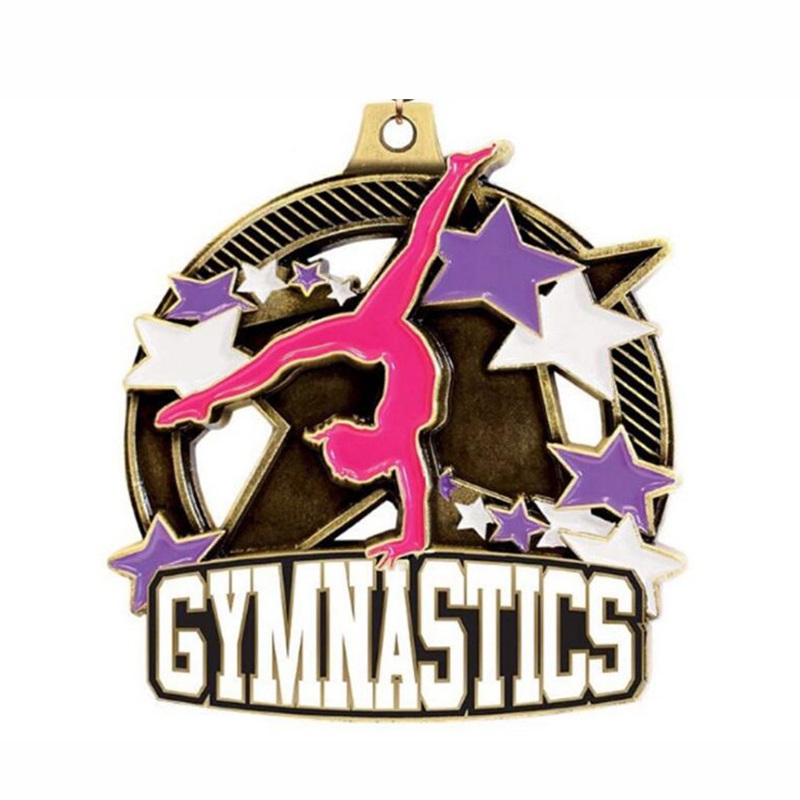 Anpassade medaljer emalj 18k guldpläterad fyrkantig rektangel medaljong medaljgymnastik