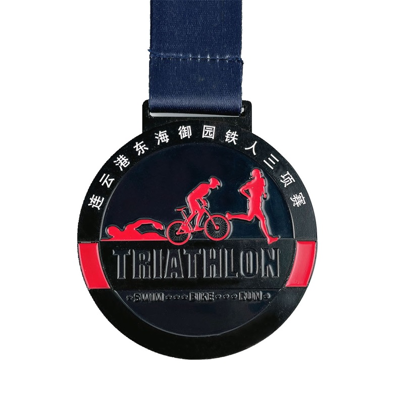 Anpassad metall graverad cool sport emaljmedalj triathlon medaljer 3D