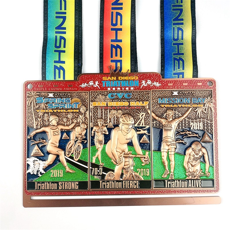 EMAMEL MEDALLION KINA SPORT KÖR MILITÄR MARKARATON MEDALES MEDAL 3D Triathlon MedalS