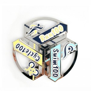 Champion Medal Custom Antique MedalS Rebin Design 3D Triathlon Medal
