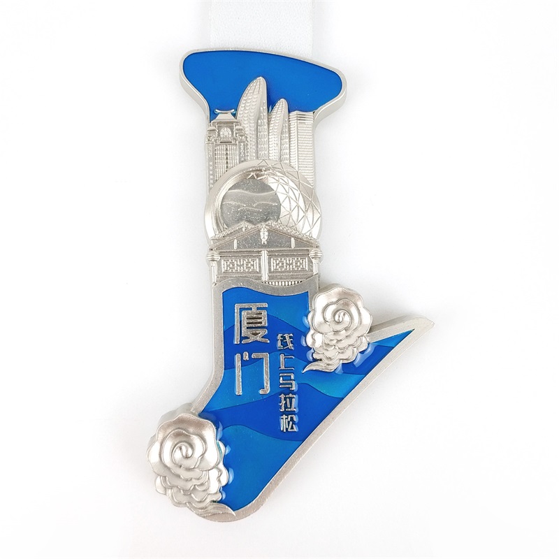 Maratonmedalj Anpassad UV -tryck Blue Emamel Religious Medal