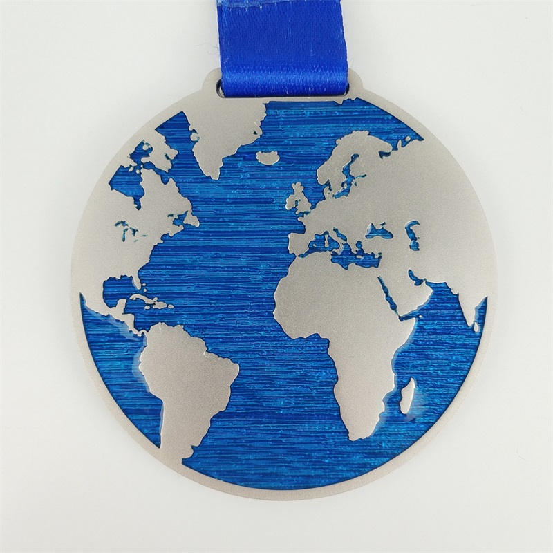 Maratonmedalj Anpassad UV -tryck Blue Emamel Religious Medal