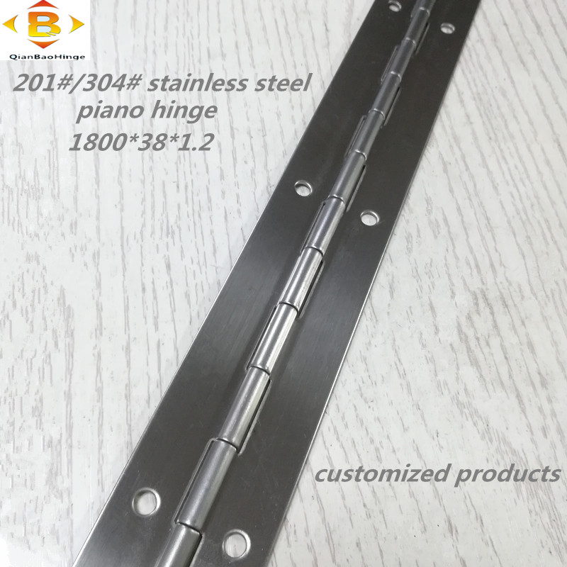 Anpassat långt gångjärn 201#304#tjocklek 1,2 mm rostfritt stål tjockt piano gångjärn kontinuerligt radskåp piano gångjärn