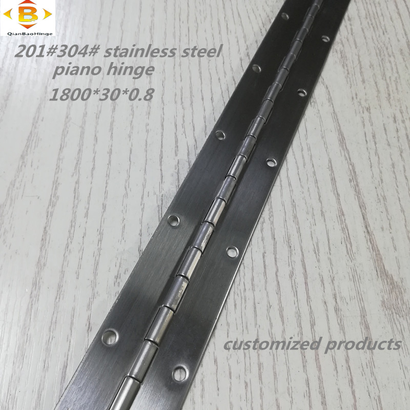 Anpassat långt gångjärn 201#304#tjocklek 0,8 mm rostfritt stål tjockt piano gångjärn kontinuerligt radskåp piano gångjärn