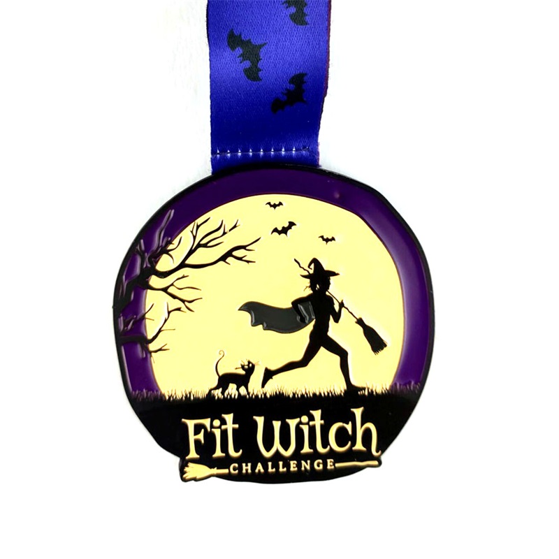 Anpassade metall 3D -medaljer för sportevenemang med Ribbon Pendant Luminous Metal Sport MedalS Halloween Shine in the Dark Medal