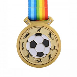 GAG DESIGN METAL 3D LOGO FOTBALL SOCCER RACE Sports Gold Award Medal Facture Custom Medal With Ribbon
