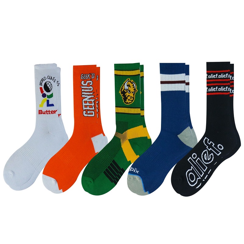 Jacquard Custom Logo Tube Sock Basketball Elites Men Crew Sports Cycling Socks