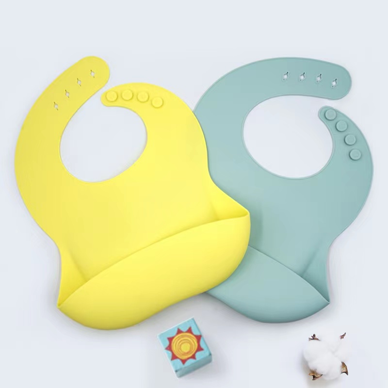 Baby Silicone Bib Baby's Solid Silicone Bib Water Pocket Waterproof and Dirt Proof Baby Bib