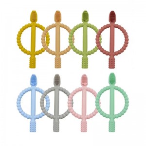 Bpa gratis mjuk säker tandborste tugga leksaker tandborste baby silikon tänder