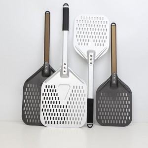 Avtagbar aluminiumhandtag Anodiserad 8inch 10 -tums perforerade aluminiumpizza Peel Pizza Shovel Pizza Spatula Pizza Paddel Ugn Tillbehör