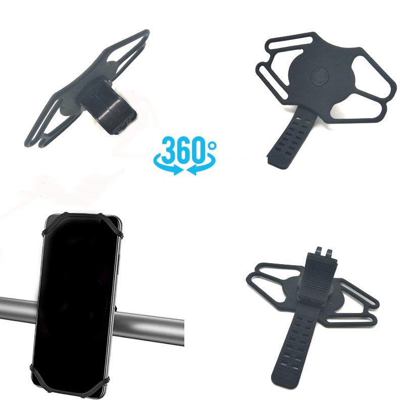 Silikoncykeltelefonhållare, [360 ° Rotationschocktät] Cykeltelefonhållare, Universal Silicone Motorcykeltelefonhållare, kompatibel med iPhone 14 13 12 11 Pro Max,
