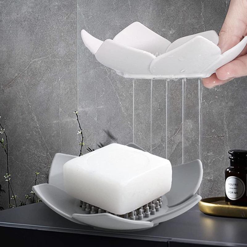 Silikon tvålhållare tvålskålar med dränering av bar tvålhållare för dusch med elegant lotus form silikon tvålfack resor tvålbehållare för dusch kök badrum hotell hotell