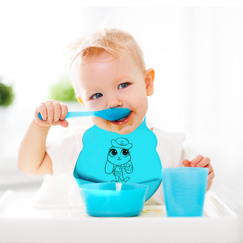 Baby Bibs, Silicone Children \\\\\\\\\\\\'s Drool Bibbs Lätt att rengöra barn som matar snacks Falled Collection Bag, Soft Silicone Justerbar