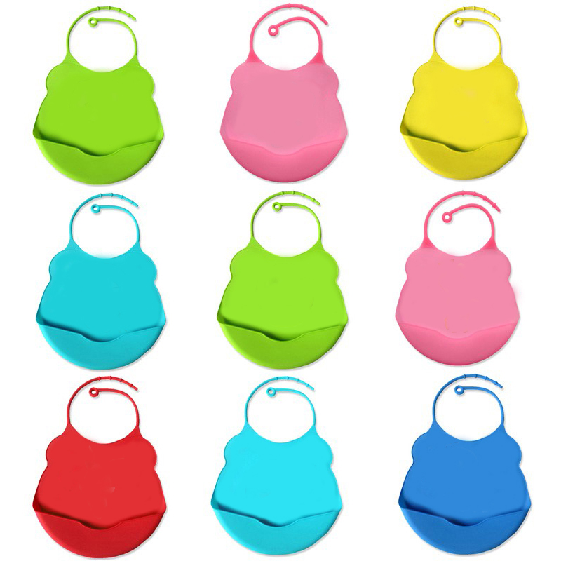 Baby Bibs, Silicone Children \\\\\\\\\\\\'s Drool Bibbs Lätt att rengöra barn som matar snacks Falled Collection Bag, Soft Silicone Justerbar