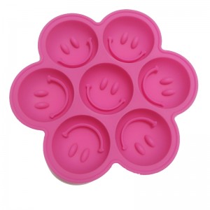 Molde Redondo de Silicona Para Cubitos de Hielo, Con 7 Orifios, Con Rejilla de Hielo, Cara Sonriente Creativa
