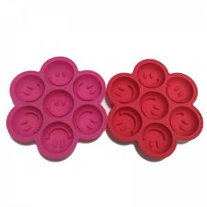 Molde Redondo de Silicona Para Cubitos de Hielo, Con 7 Orifios, Con Rejilla de Hielo, Cara Sonriente Creativa