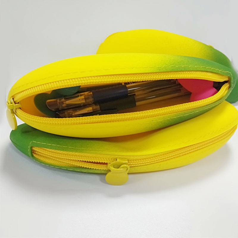Söt silikon bananform Pencil Pouch Coin Pouch Key Pouch, Food Grad Silicone Waterproof and Surable