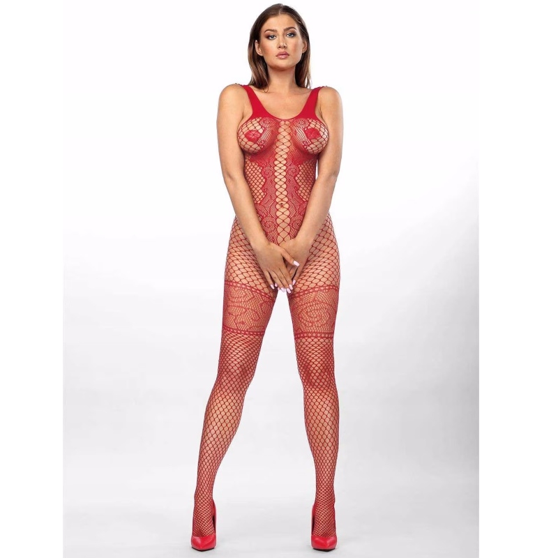 Sexig erotisk underkläder, transparent fisknät Crotchless Bodstocking Body Open Crotch