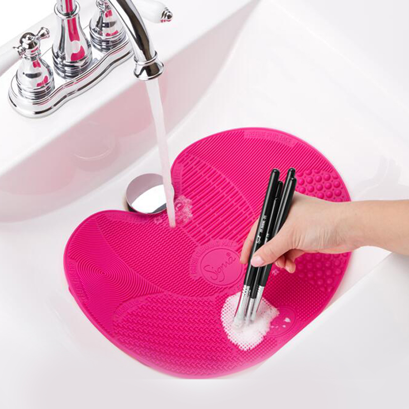 Silikon Makeup Borste Rengöring Kuddar, Apple Makeup Brush Cleaning Pads Makeup Brush Cleaning Pads Portable Washing Tools Cleaning Borst med sugkoppar