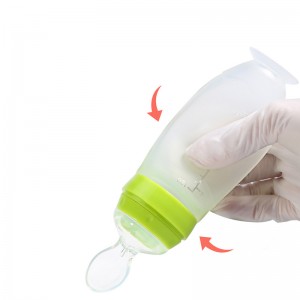 Kompletterande sked silikonpresssked barns kompletterande matflaska