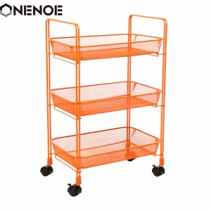 OneNoe Design Modern Metal Mesh 3-Tier Storage Organizer Multi-Use Utility Rolling Cart Kitchen Heavy Duty Strong Atability Trolley Storage Cart med korgar