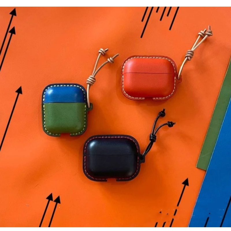 Nytt Apple Airpods skyddande fodral, allt-i-ett handgjorda läderfodral, Bluetooth-headsetfodral, anti-kollisionsläderfodral