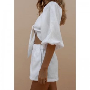 Kvinnor snör upp topp&shorts set