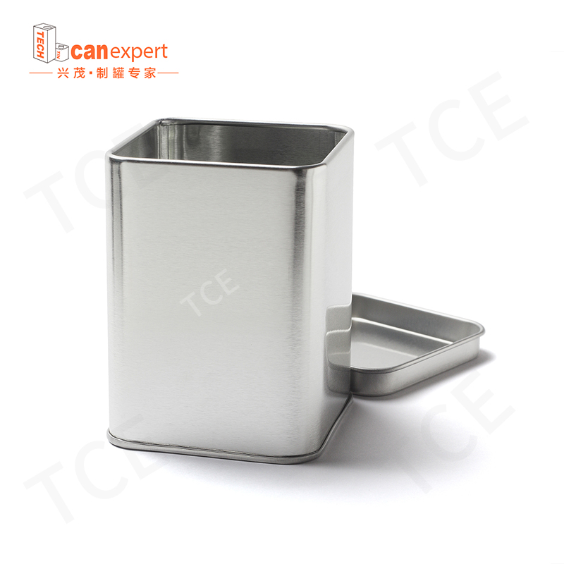 Liten fyrkantig rektangel Metall matklass glidande självförsegling tenn kan skriva ut förpackningar med lock för te