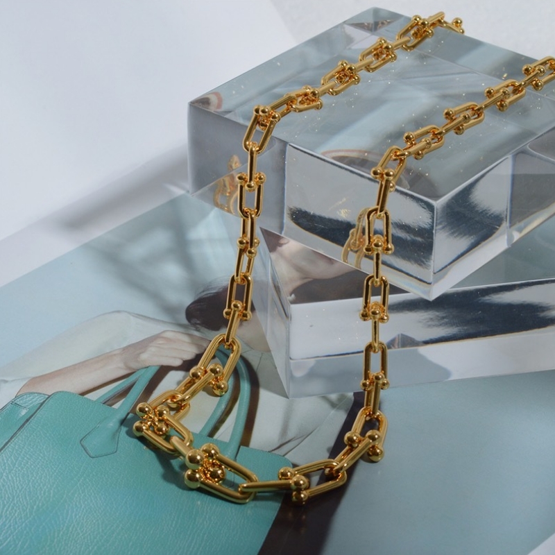 Tjock kedjehalsband Kvinnliga Europa och USA: s inljus lyxiganisch hästsko spänne i benbenet