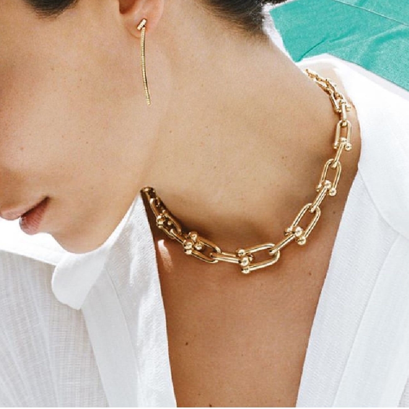 Tjock kedjehalsband Kvinnliga Europa och USA: s inljus lyxiganisch hästsko spänne i benbenet