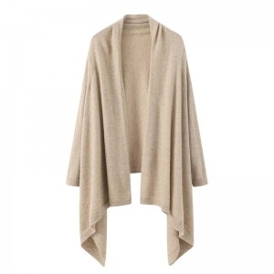 Tillverkare Ge damer med ärmar Knit Cashmere Poncho
